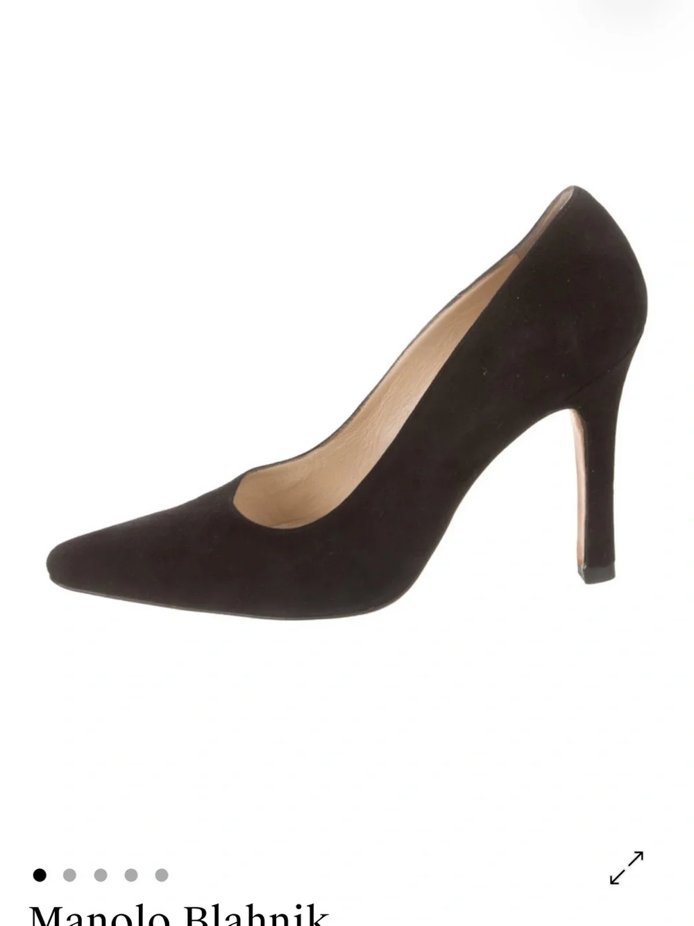 Manolo Blahnik Black Suede Pointed Pump with High Heel